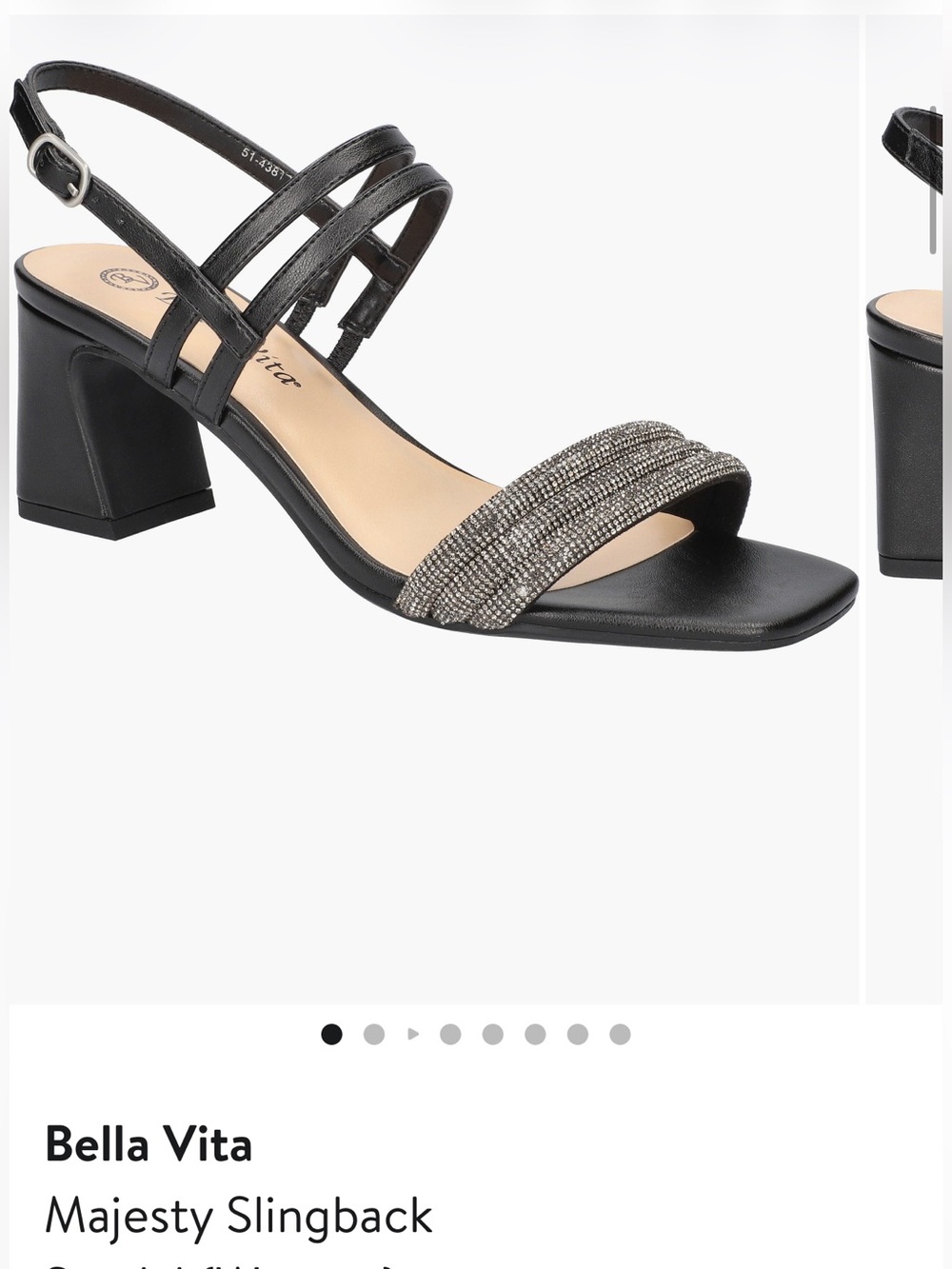 Bella Vita Majesty Bling Slingback Sandal in Black 12 Wide